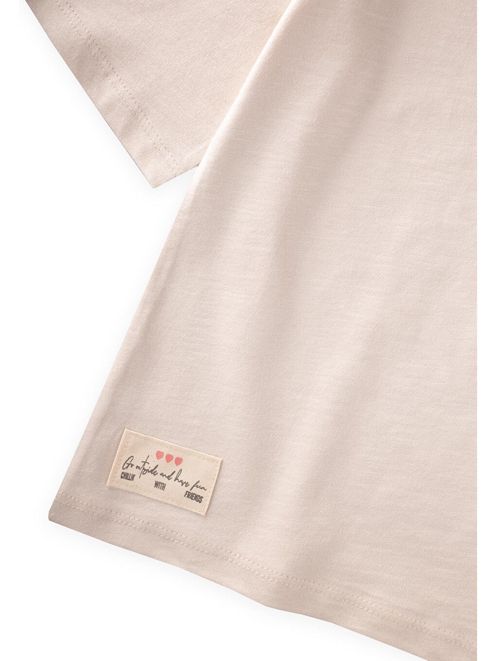 Bej Düşük Kol T-shirt Takım 5-12 Yaş Kum-2