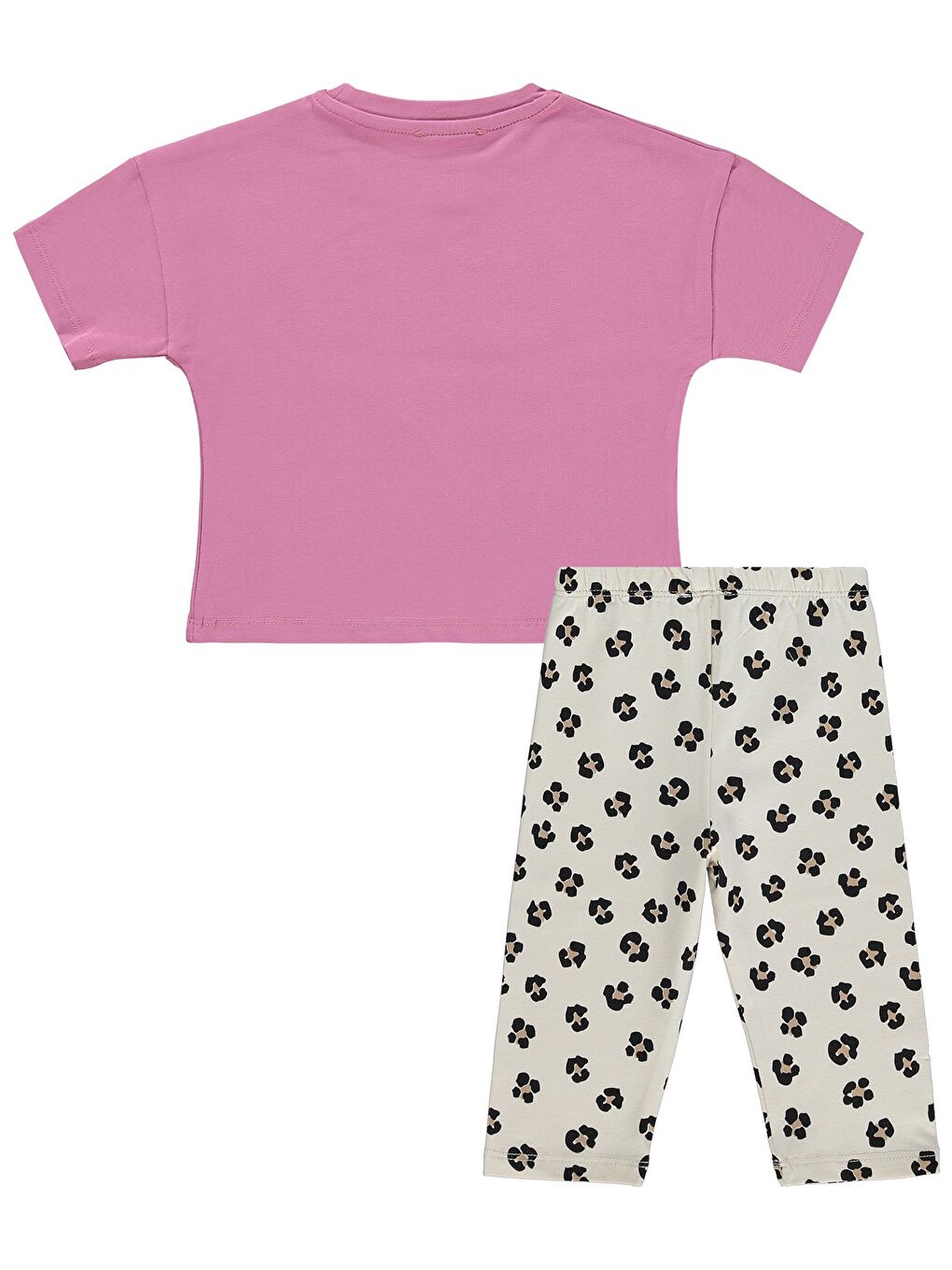 Girls Leopar Ayıcık Desenli 2-5 Yaş Takım - Pembe-1