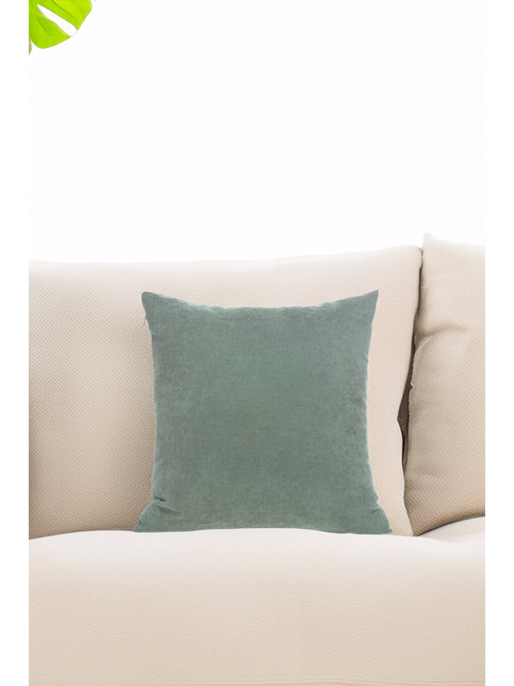 Panoroma Süet Dokulu Düz Punch (panç) İçin Uygun Mint Yeşili 50x50 Dekoratif Kırlent Kılıfı-3