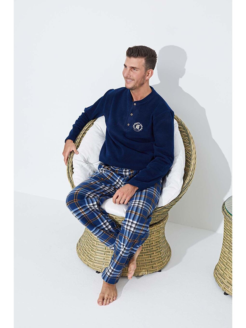 Lacivert Polar Pijama Takim 8856 -8