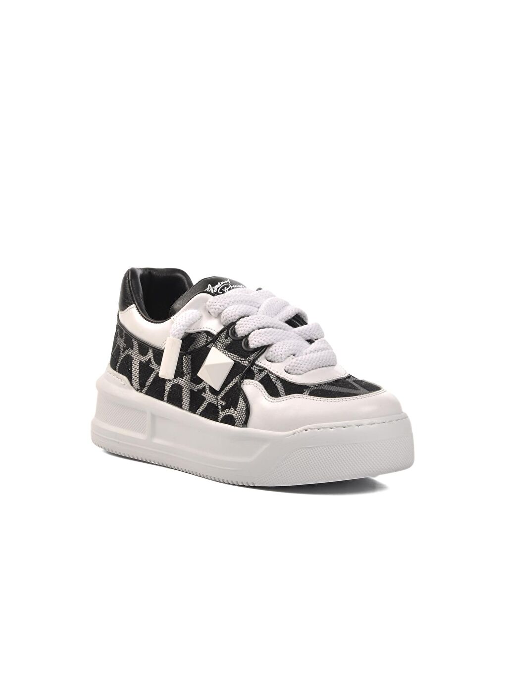 Siyah-Gri-Beyaz Hakiki Deri Unisex Sneaker Premium 1306-2