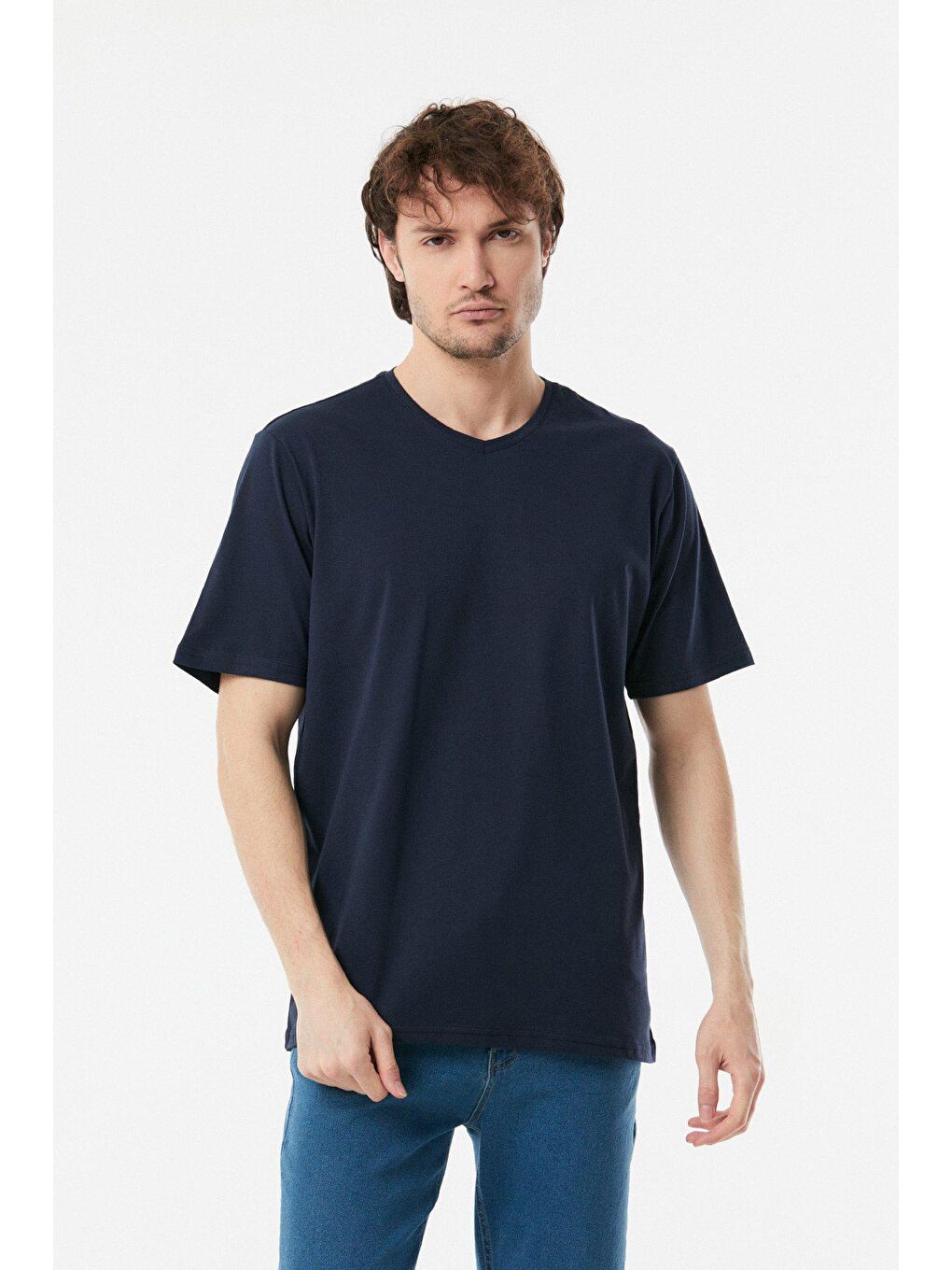 Lacivert Basic V Yaka Tişört