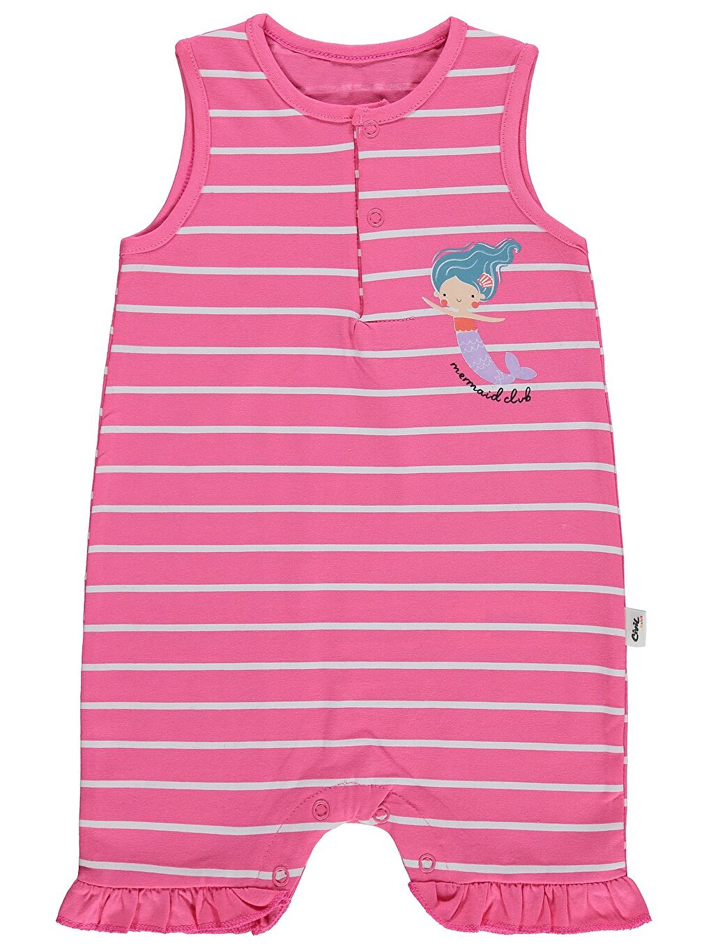 Fuşya Baby Çizgi Emp Deniz Kızı Baskılı 6-18 Ay Tulum - Fusya