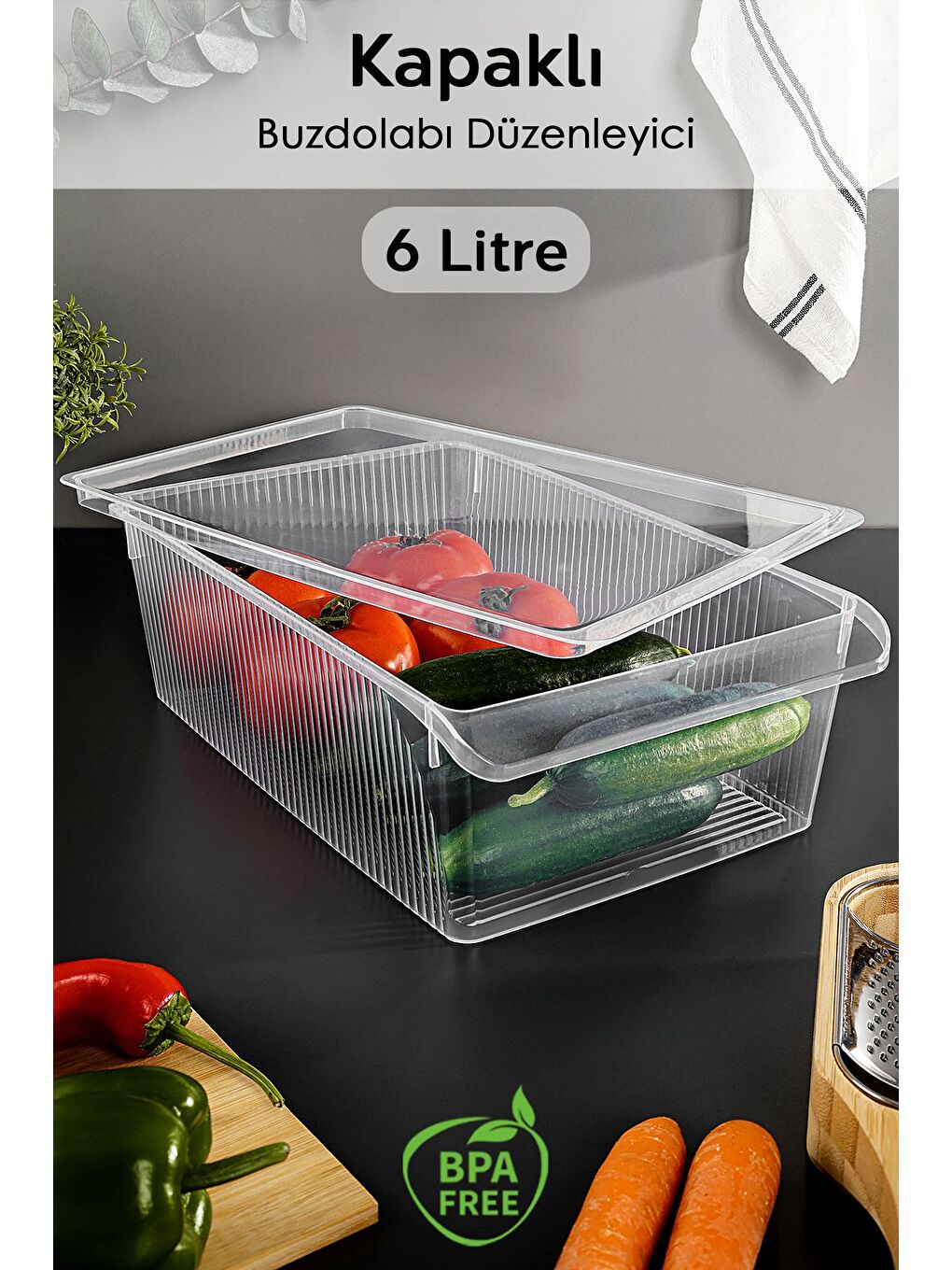 Renksiz 1 Adet Kapaklı Saklama Kabı 6 Litre