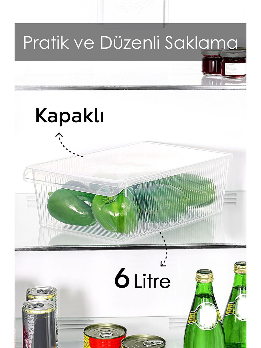 Renksiz 1 Adet Kapaklı Saklama Kabı 6 Litre-1