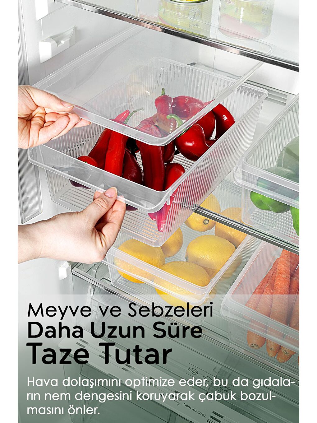 Renksiz 3 Adet Kapaklı Dolap İçi Buzdolabı Düzenleyici 6 lt-2