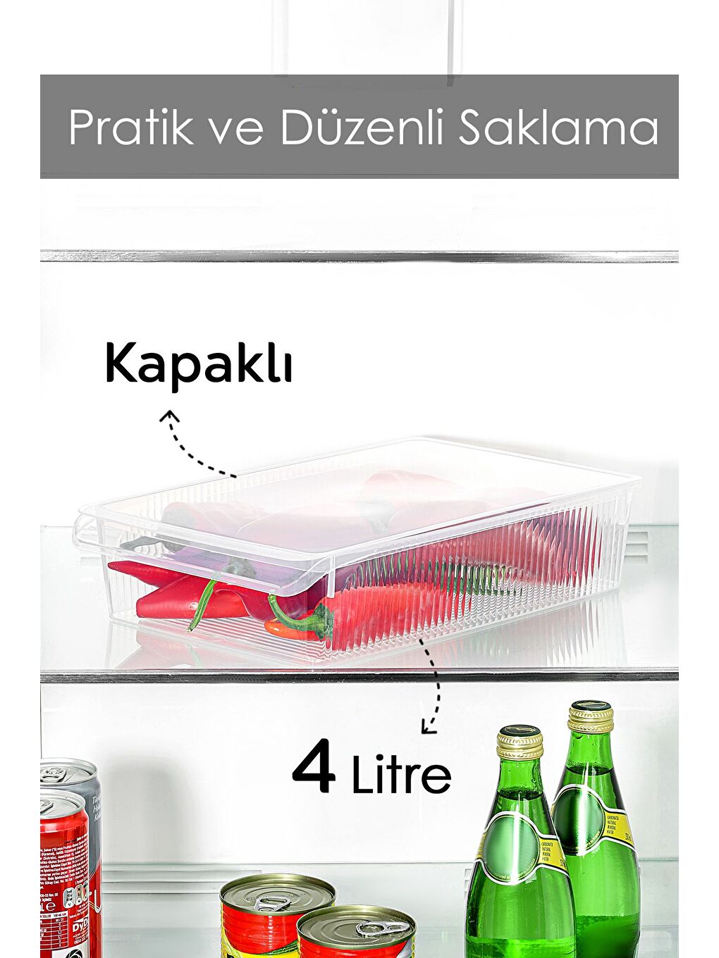 Renksiz 1 Adet Kapaklı Dolap İçi Buzdolabı Düzenleyici 4 lt-1