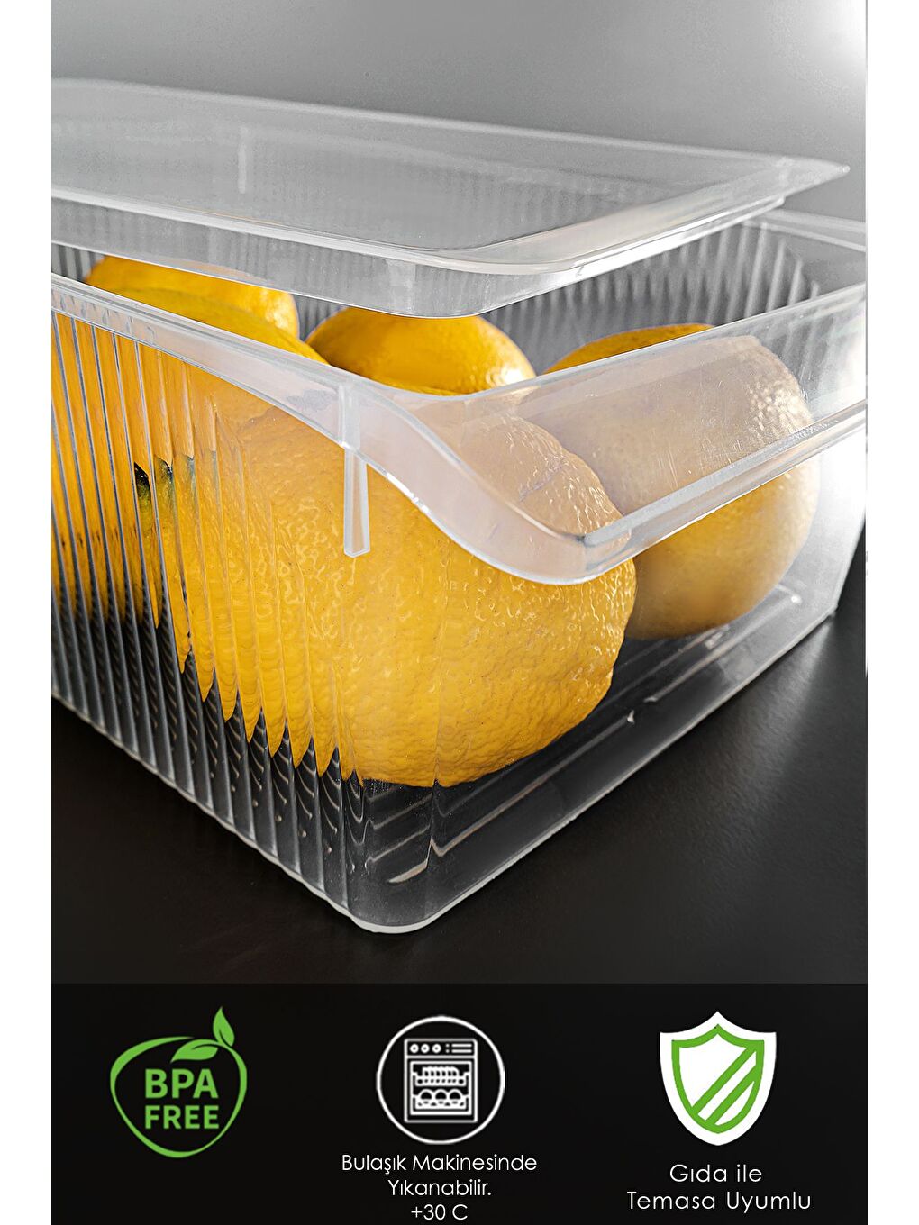 Renksiz 5 Adet Kapaklı Dolap İçi Buzdolabı Düzenleyici 6 lt-3