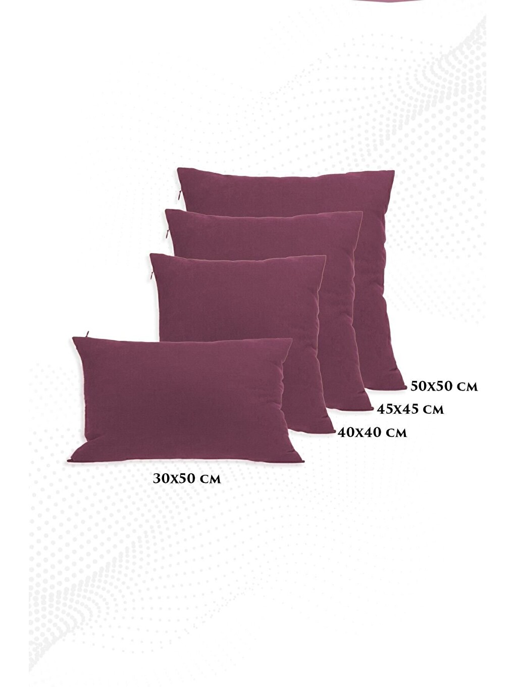 Panoroma Süet Dokulu Düz Punch (panç) İçin Uygun Mürdüm 50x50 Dekoratif Kırlent Kılıfı-5