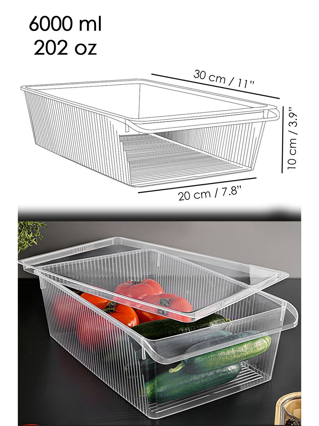 Renksiz 2 Adet Kapaklı Saklama Kabı 6 Litre-7