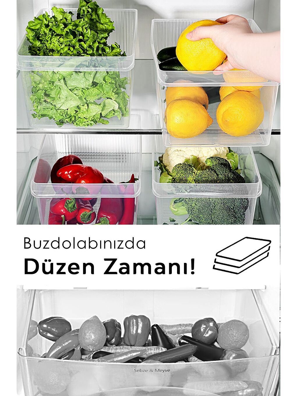 Renksiz 6 Adet Dolap İçi Buzdolabı Düzenleyici 8 Litre-5