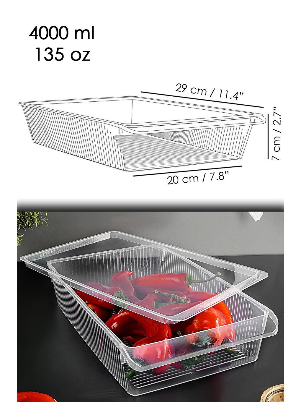 Renksiz 6 Adet Kapaklı Saklama Kabı 4 Litre-7