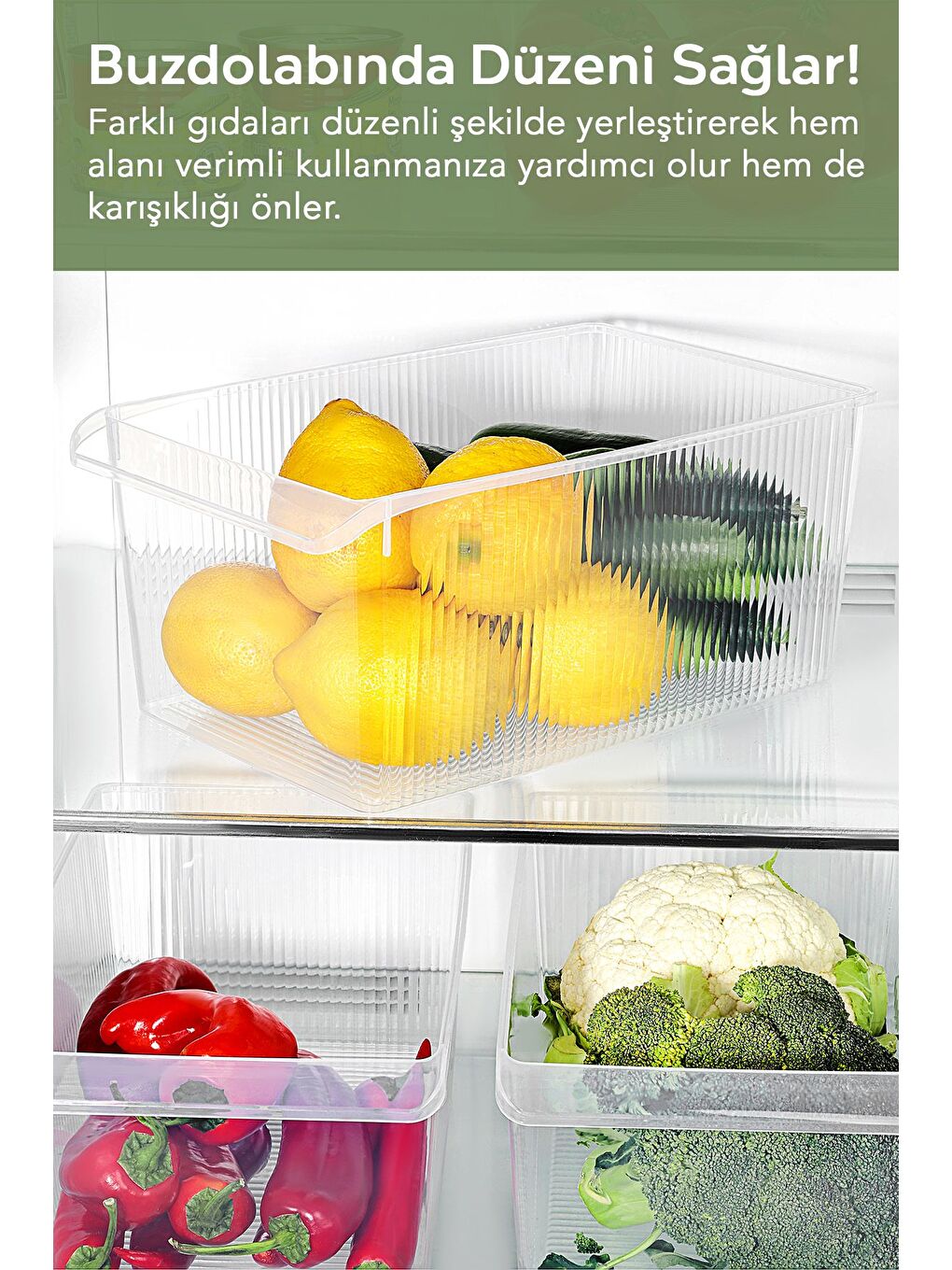 Renksiz 3 Adet Dolap İçi Buzdolabı Düzenleyici Organizer Sepet 8 Litre-4