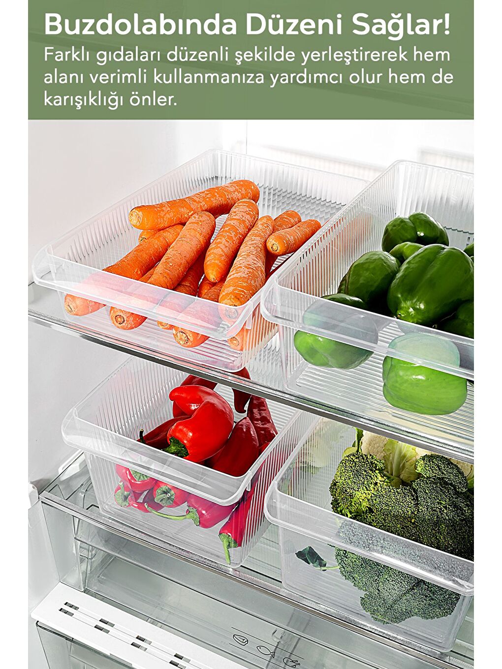 Renksiz 6'lı Buzdolabı Düzenleyici Set Dolap İçi Organizer Sepet Meyve Sebze Saklama Kabı 2x 4 6 8 lt-5