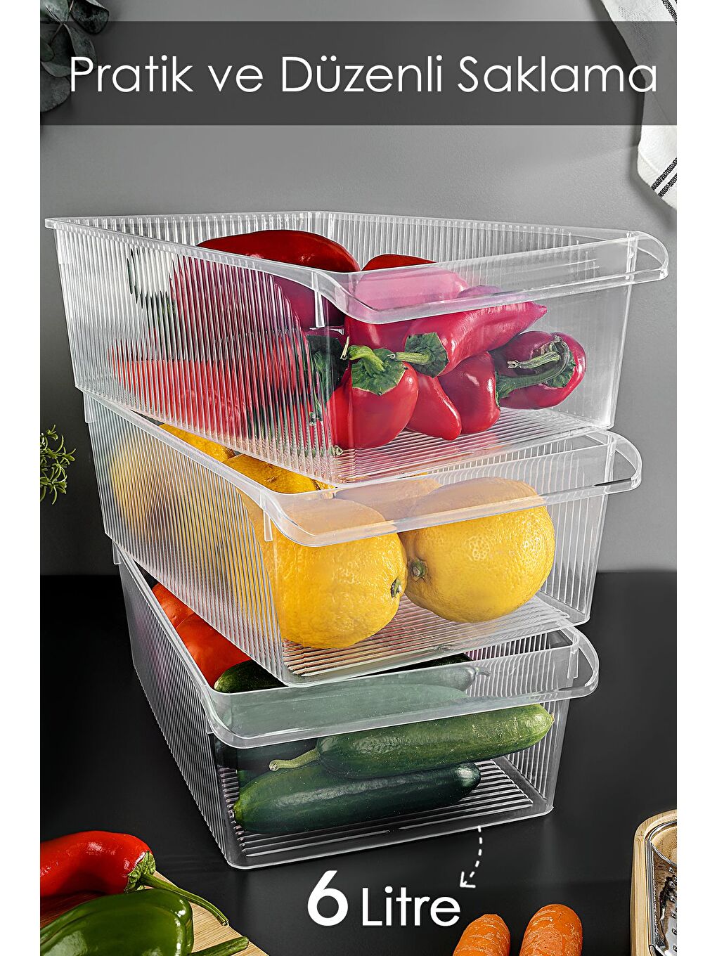 Renksiz 3 Adet Dolap İçi Buzdolabı Düzenleyici 6 Litre-1