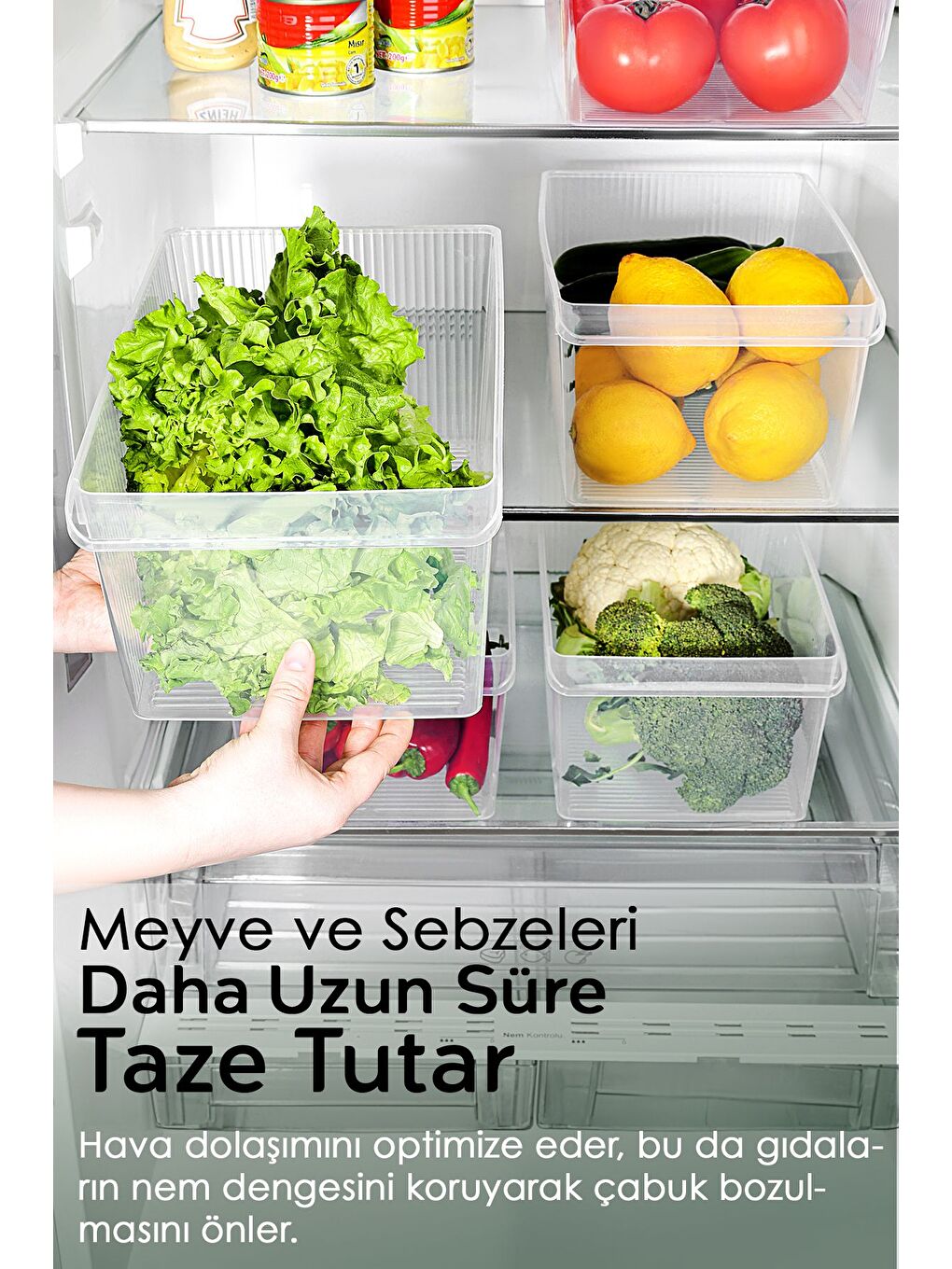 Renksiz 5 Adet Dolap İçi Buzdolabı Düzenleyici Organizer Sepet 8 Litre-2