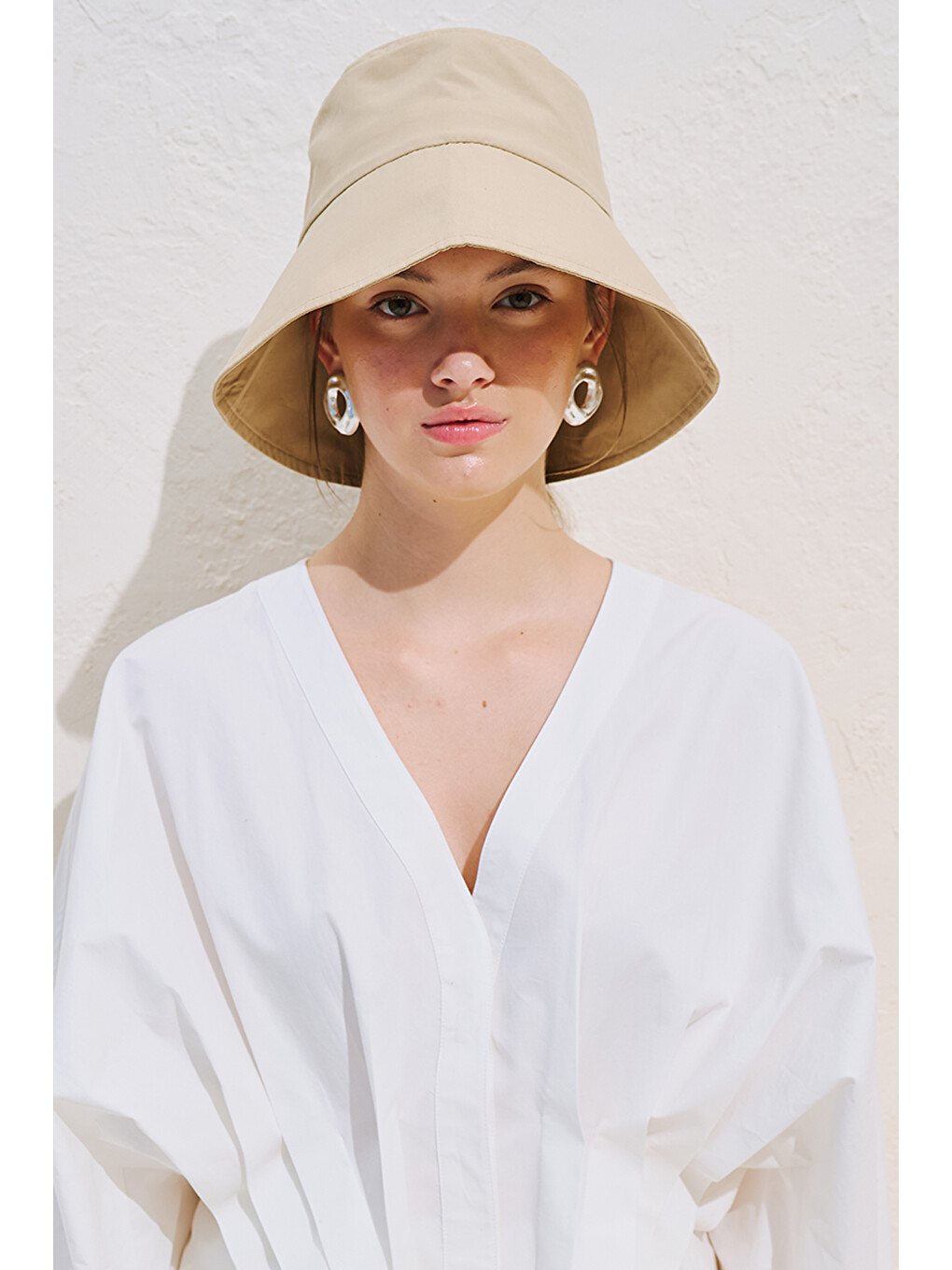 Kahverengi Bucket Bağcıklı Şapka Camel