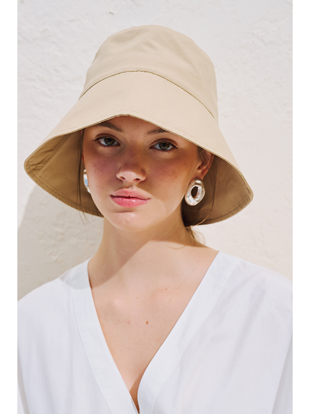 Kahverengi Bucket Bağcıklı Şapka Camel-1