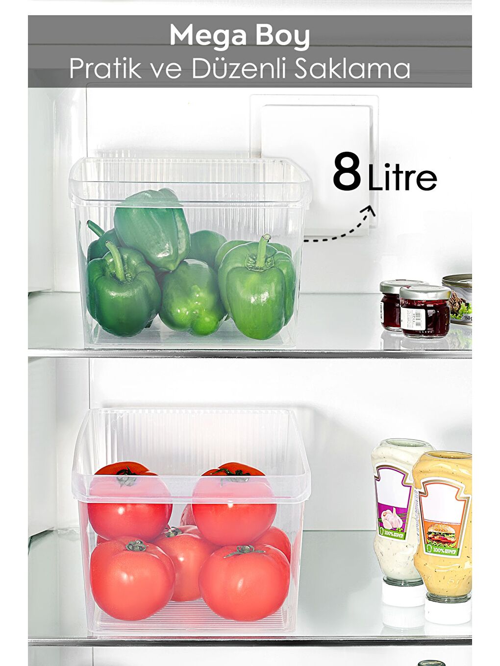Renksiz 2 Adet Dolap İçi Buzdolabı Düzenleyici Organizer Sepet 8 Litre-1