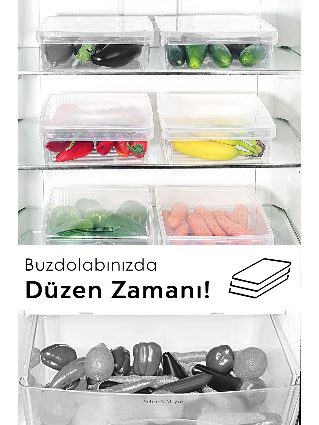 Renksiz 5 Adet Kapaklı Dolap İçi Buzdolabı Düzenleyici 4 lt-6