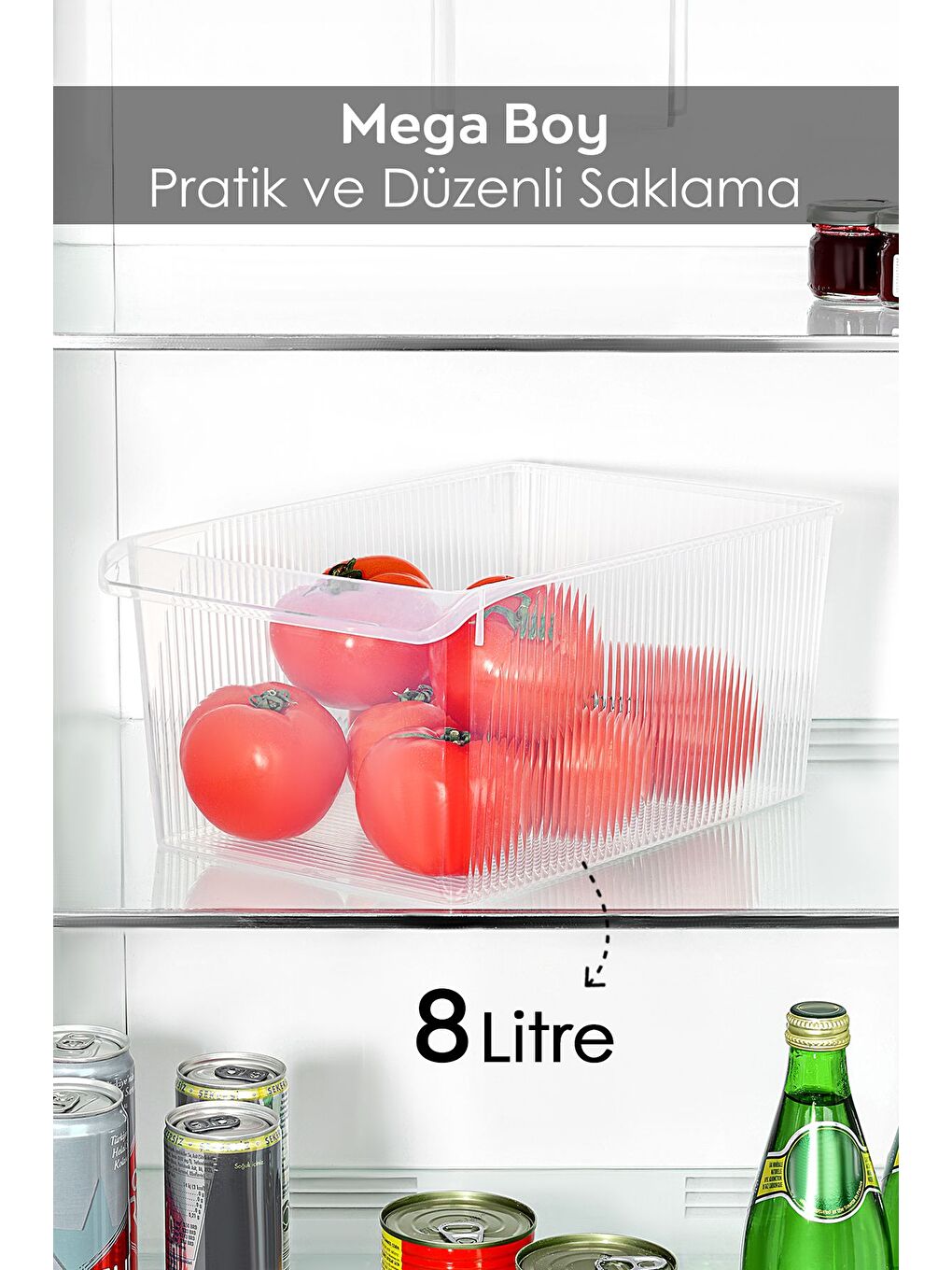 Renksiz 1 Adet Dolap İçi Buzdolabı Düzenleyici Mega BoyOrganizer 8 lt-1