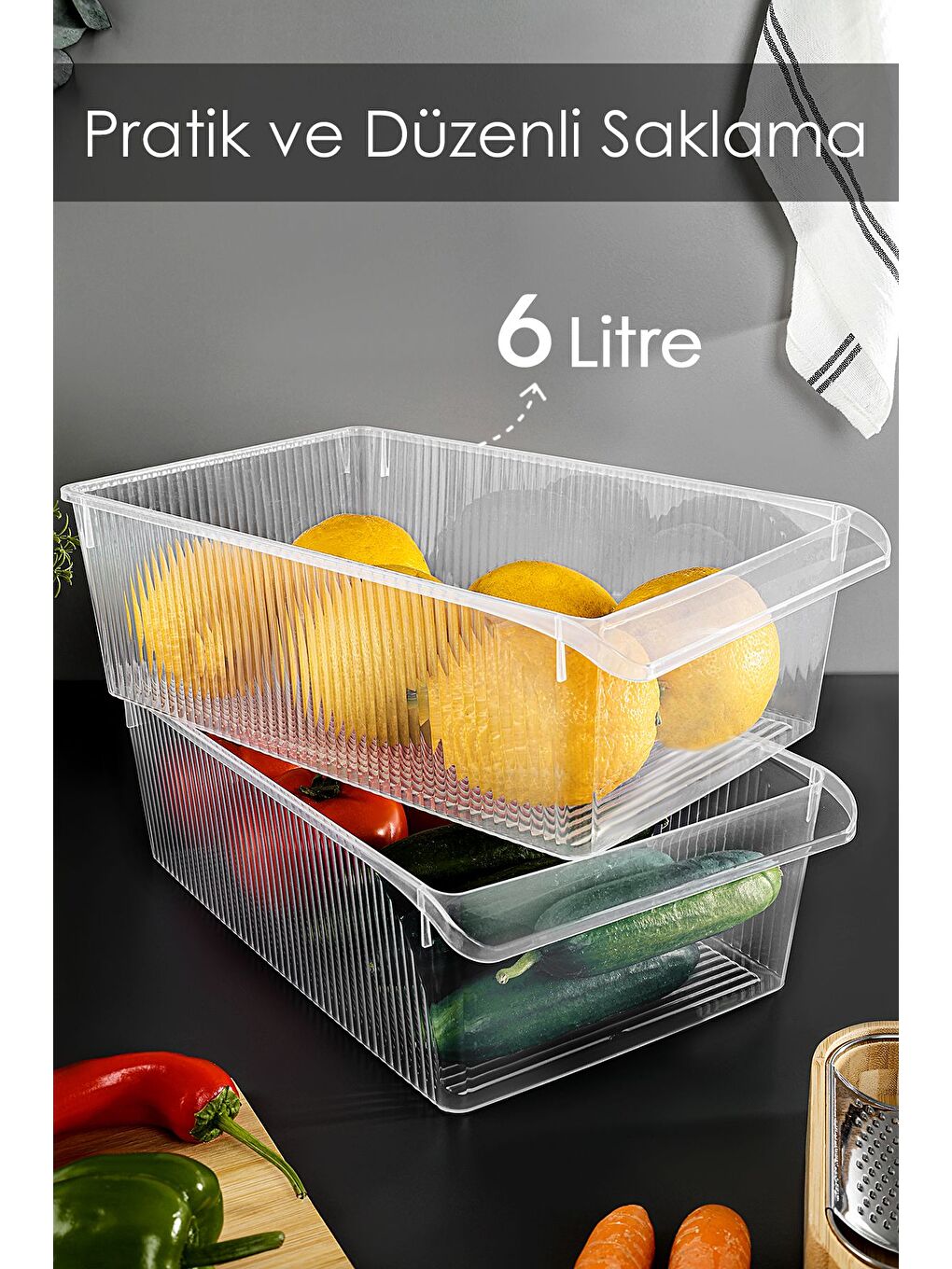 Renksiz 2 Adet Dolap İçi Buzdolabı Düzenleyici 6 Litre-1