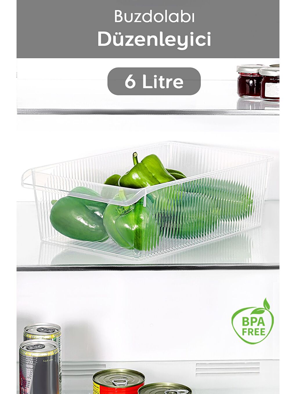 Renksiz 1 Adet Dolap İçi Buzdolabı Düzenleyici 6 Litre