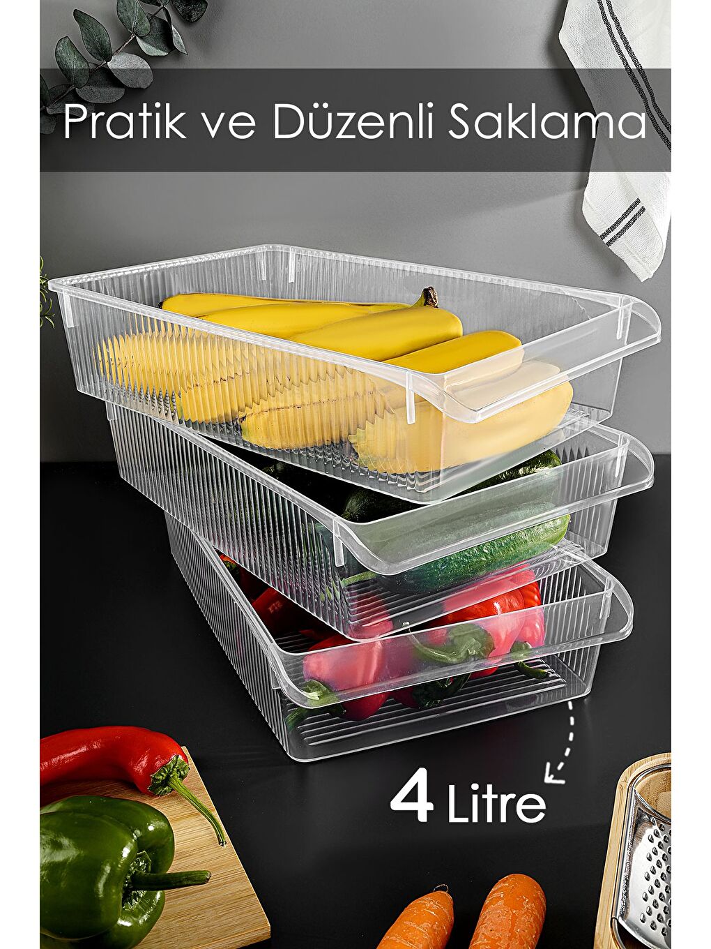 Renksiz 3 Adet Dolap İçi Buzdolabı Düzenleyici 4 Litre-1