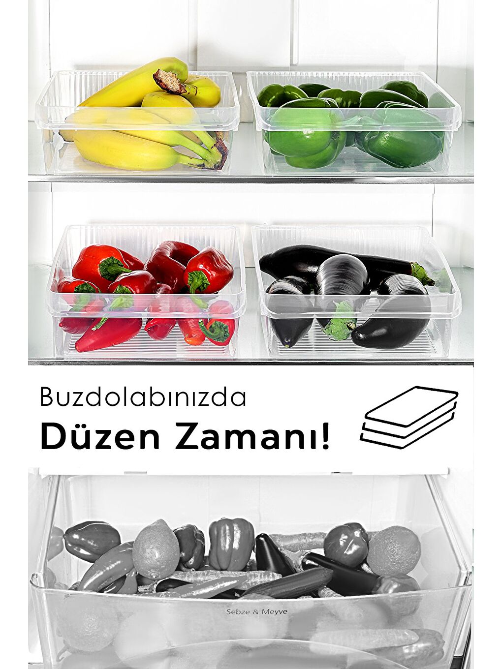 Renksiz 3 Adet Dolap İçi Buzdolabı Düzenleyici 4 Litre-6