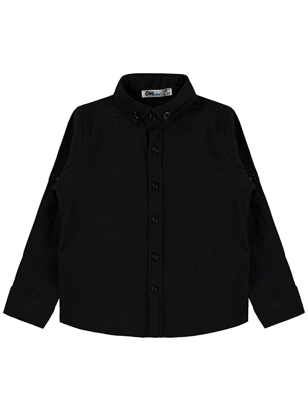 Boys Yelken Nakışlı 6-9 Yaş Gömlek - Siyah