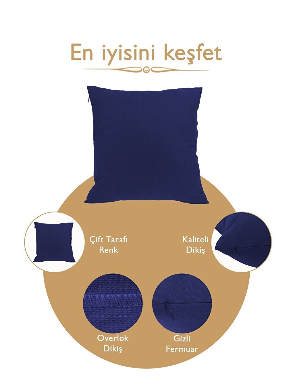 Panoroma Süet Dokulu Düz Punch (panç) İçin Uygun Lacivert 50x50 Dekoratif Kırlent Kılıfı-6