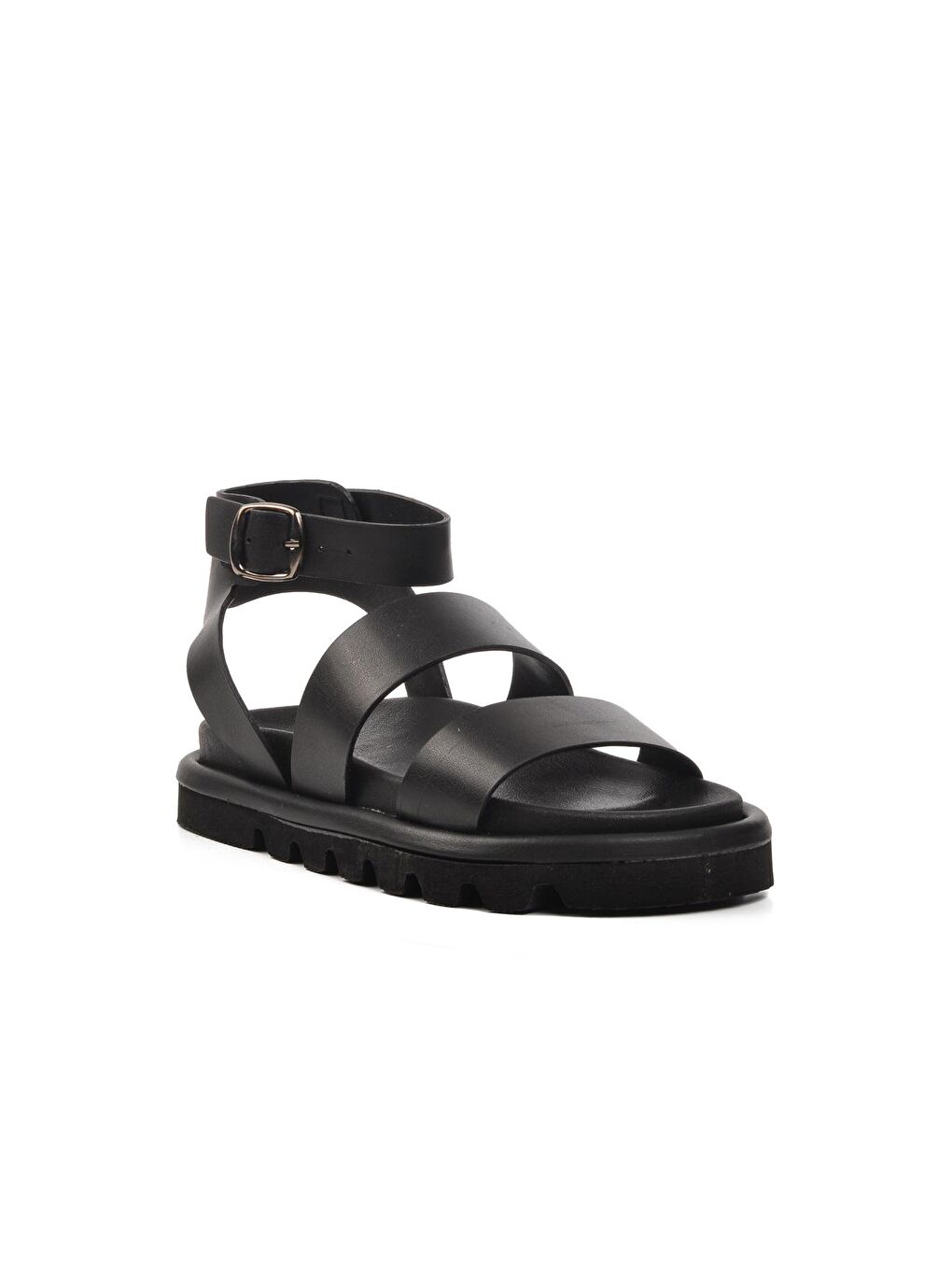 Siyah Bilekten Kemerli Kadın Sandalet 158-2