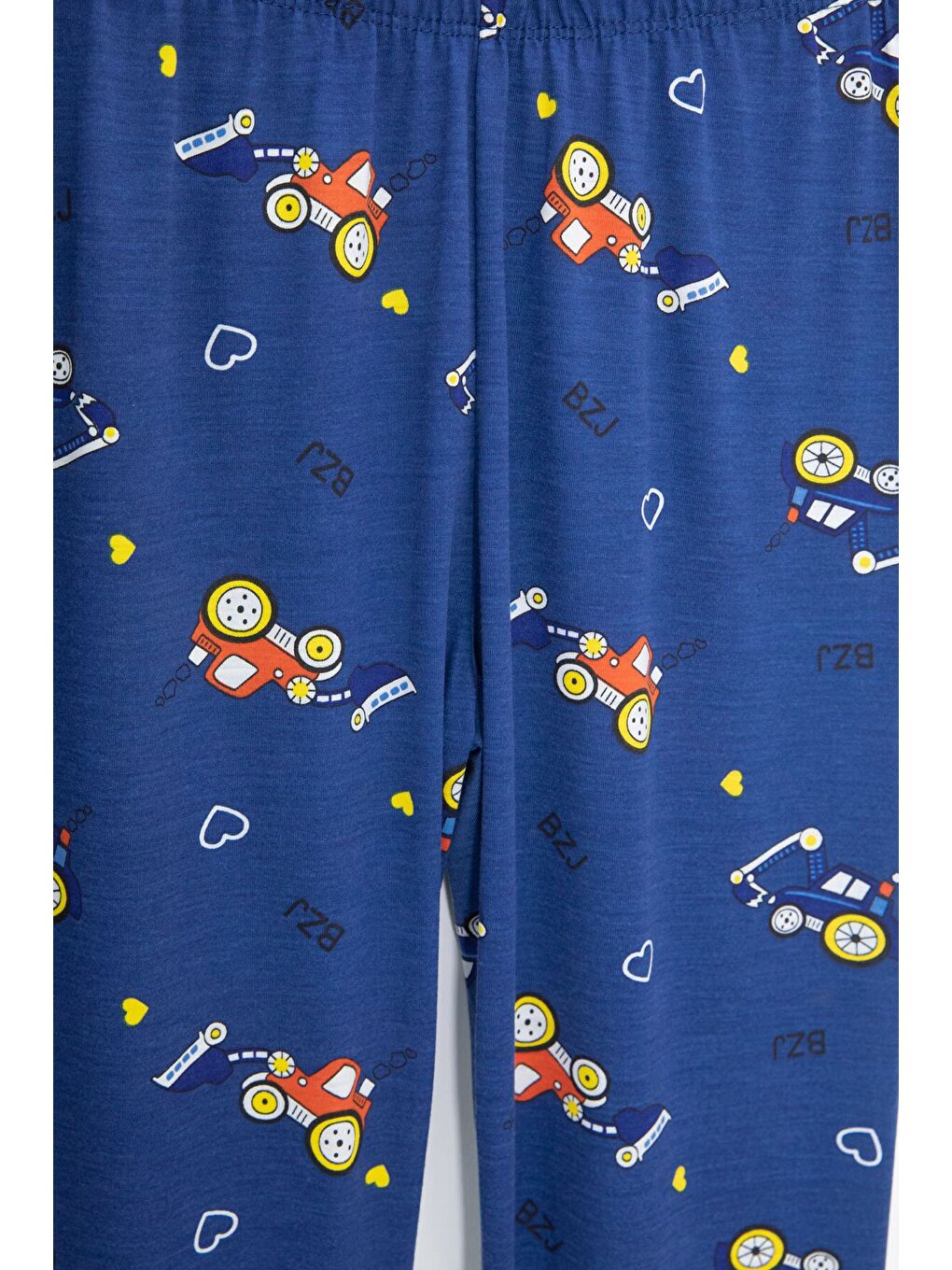 Lacivert Araba Desenli Düğmeli Erkek Çocuk Kısa Kol Pijama Takımı 23823-3