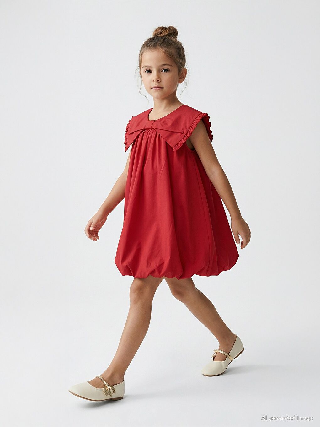 Girls Balon 4-9 Yaş Elbise - Kırmızı-3