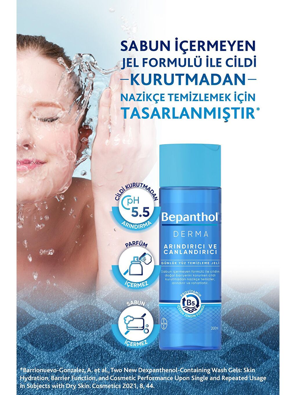 Bepanthol Şeffaf Derma Yüz Temizleme Jeli 200ml + Yoğun Nemlendirici Gece Bakım Kremi 50ml + Kadife Çanta Hediye - 1