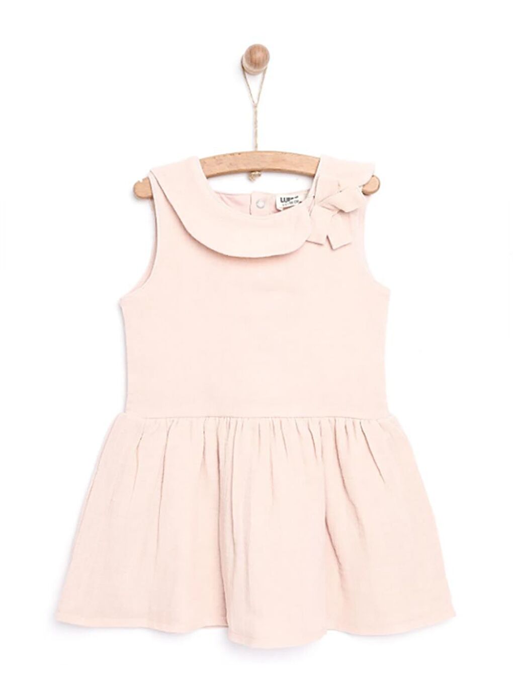 Kız Çocuk %100 Pamuk Müslin Toz Pembe Elbise