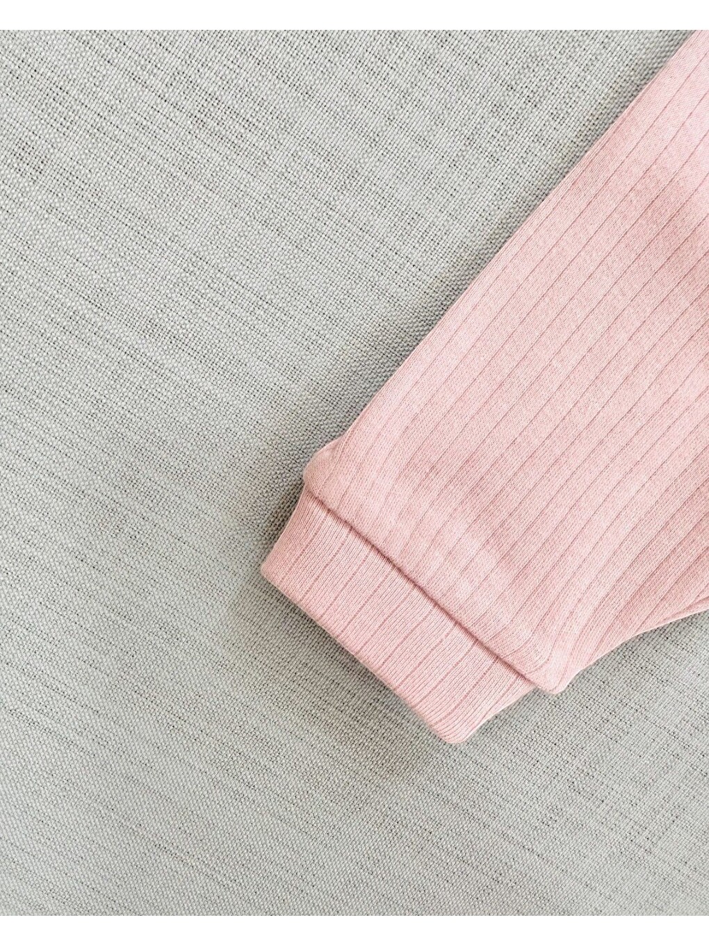Pembe Çıtçıtlı %100 Pamuk Yenidoğan Fitilli Alt Üst Pijama Takım-2