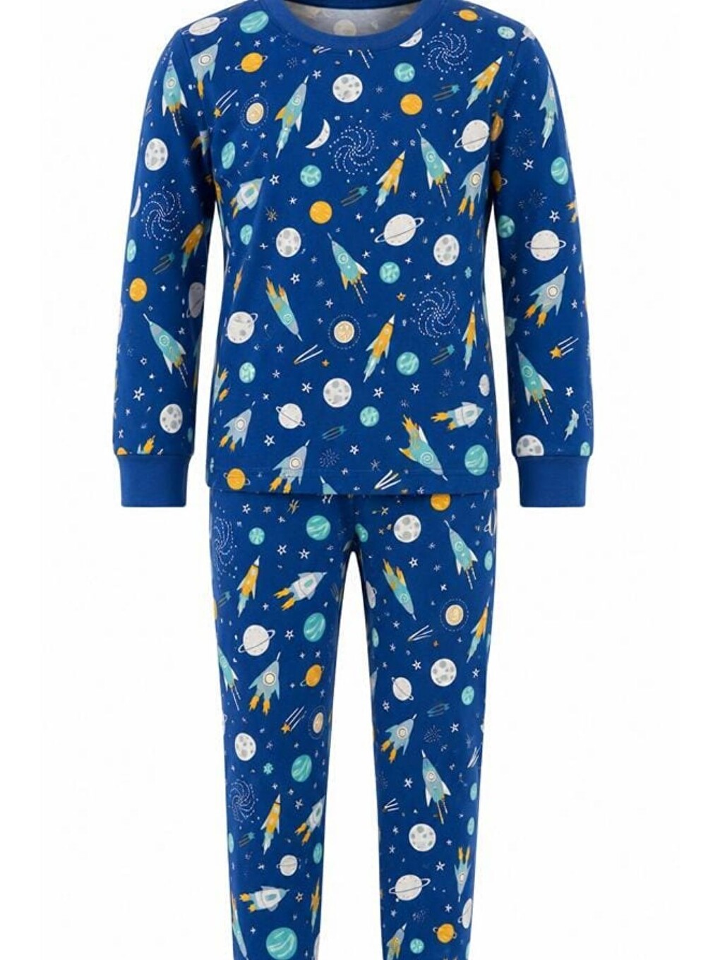 Mavi Erkek Çocuk Pamuklu Desenli Pijama Takım Tkm1019-5