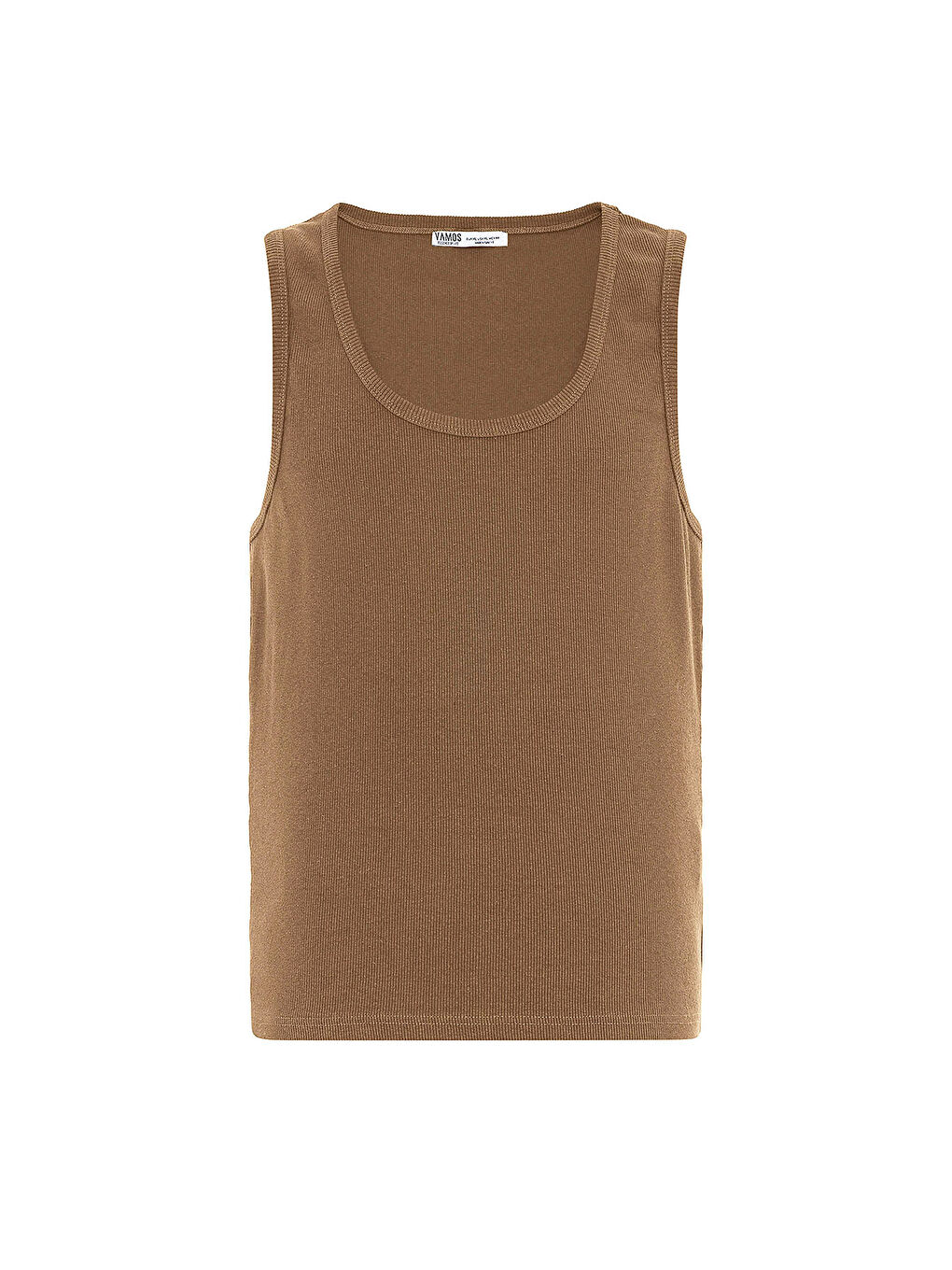 VAMOSCLO Camel Basıc Tank Top Kaşkorse Atlet Camel