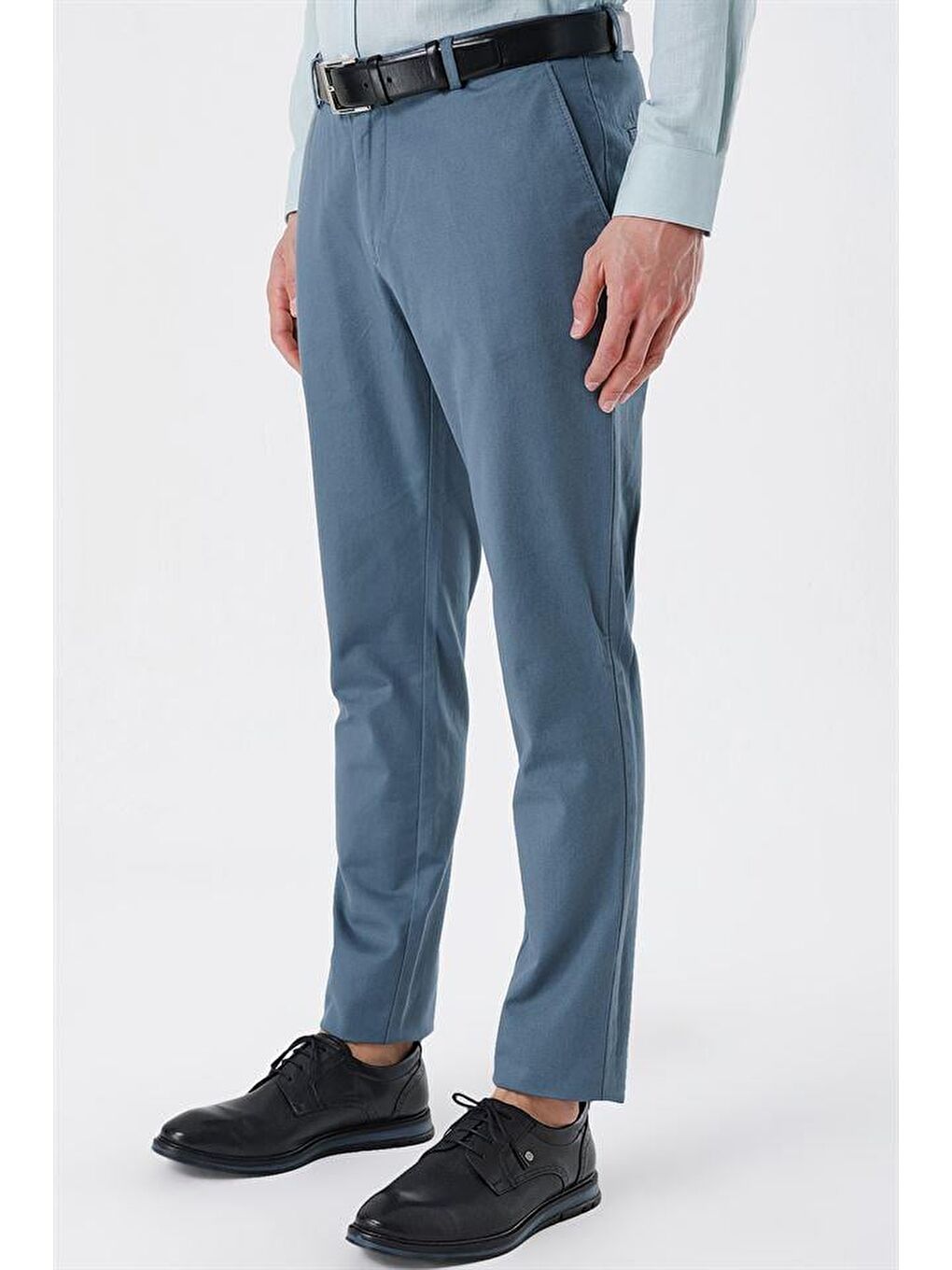 Petrol Mavi Pamuklu Yandan Cepli Casual Slim Fit Chino Pantolon 1003230163-3