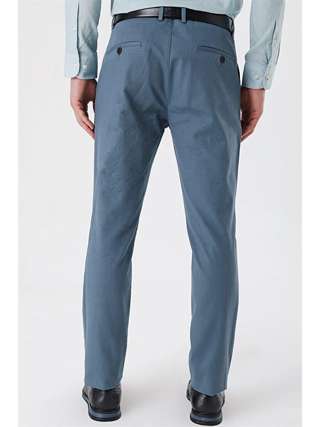 Petrol Mavi Pamuklu Yandan Cepli Casual Slim Fit Chino Pantolon 1003230163-5