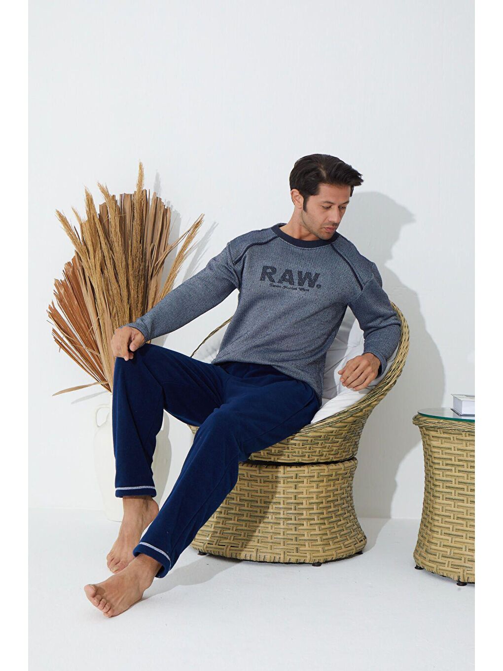 Lacivert Jakarli Pijama Takim 8851 -4