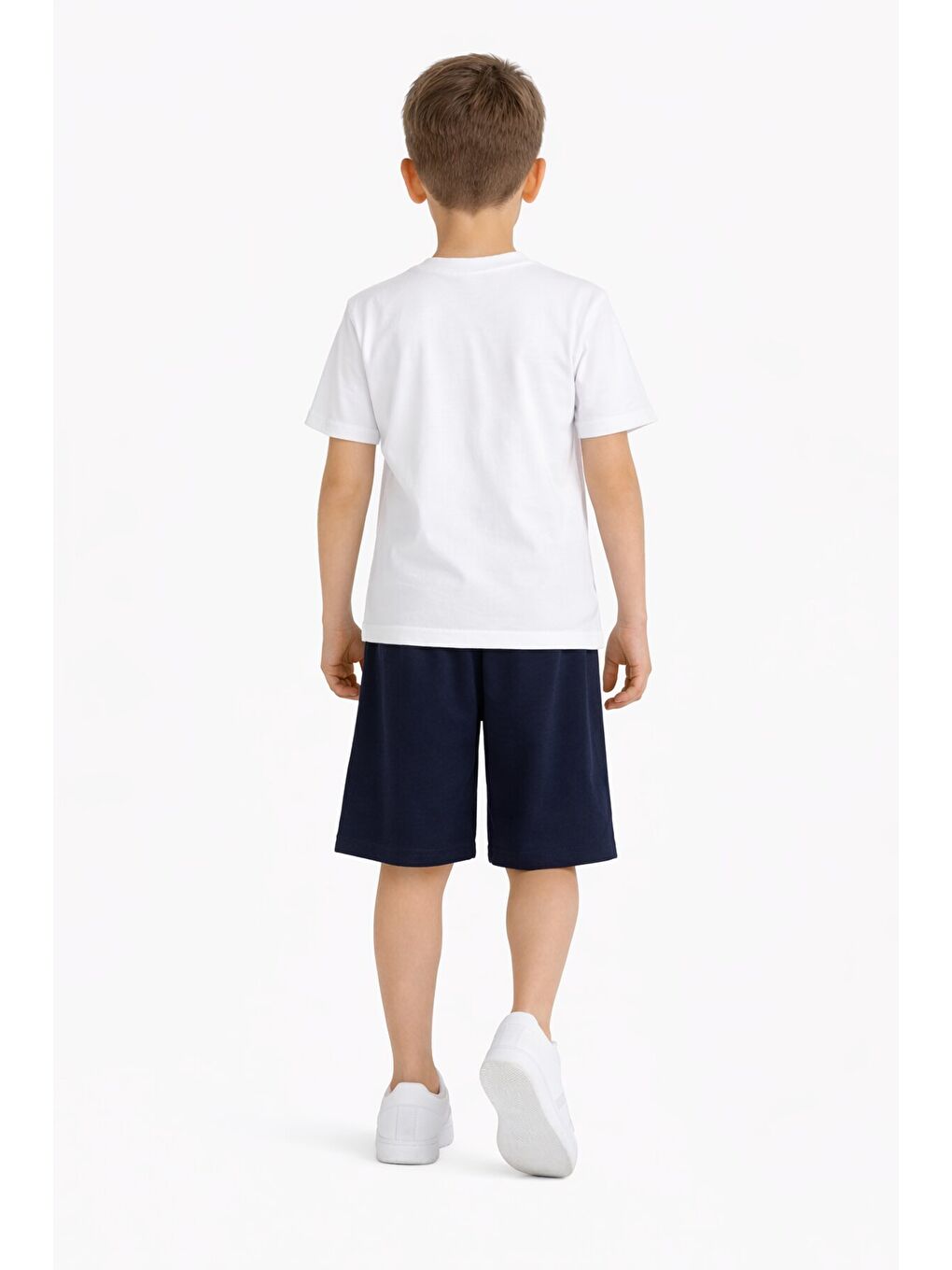 İndigo Çizgi Desenli Summer Baskı Erkek Çocuk Şortlu Tişörtlü Takım 23785-4