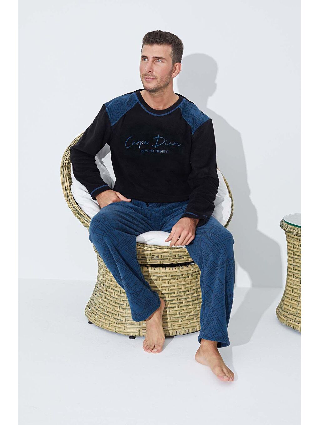 Mavi Polar Pijama Takim 8856 -3