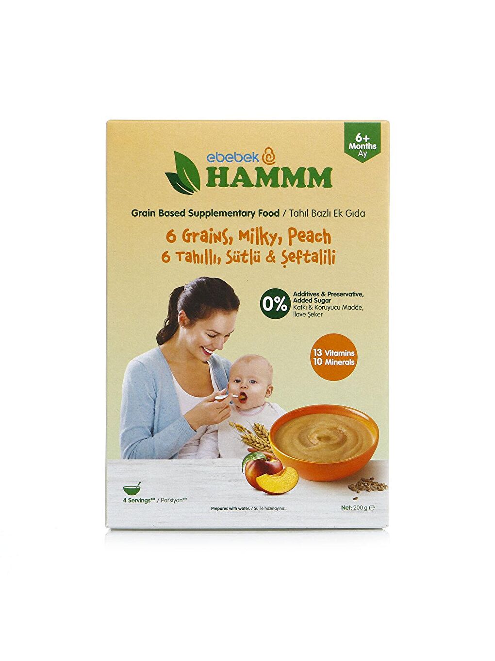 HAMMM Karışık 6 Tahıllı Sütlü Şeftalili Kaşık Maması 200 gr