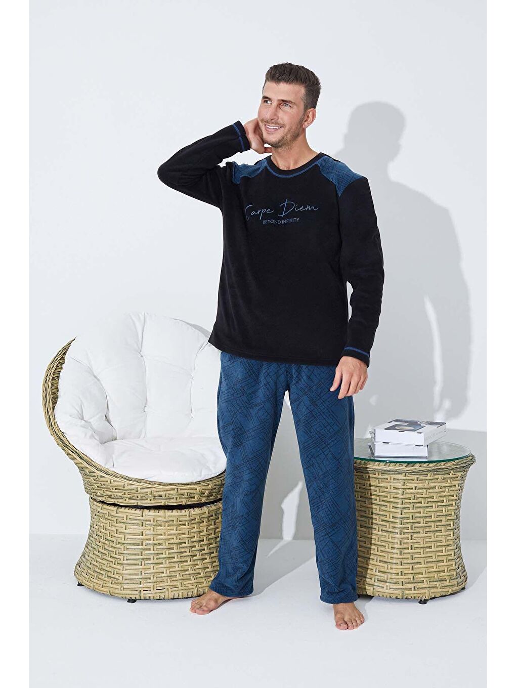 Mavi Polar Pijama Takim 8856 -3-1