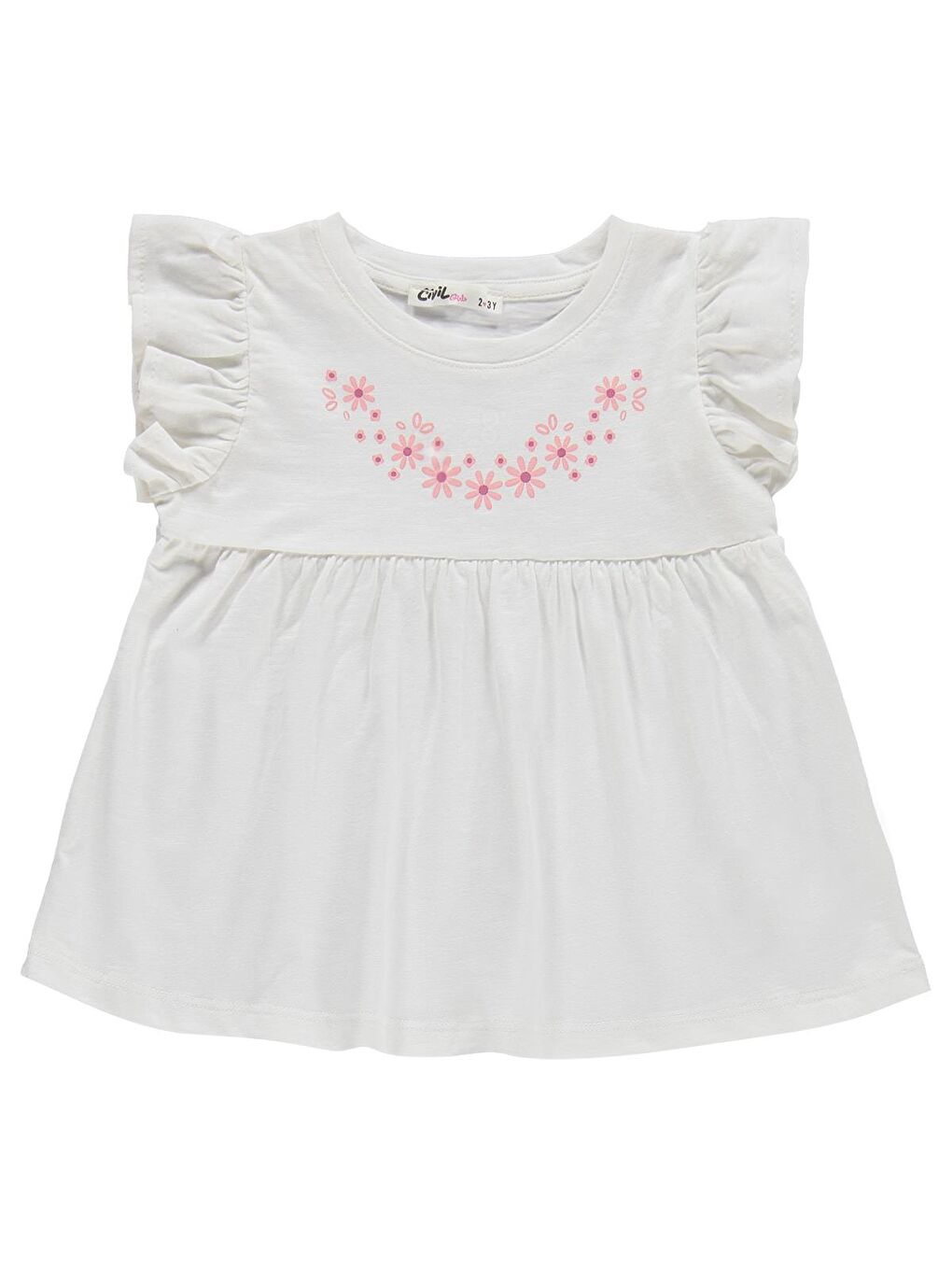 Girls Çiçek Baskılı 2-5 Yaş Takım - Ekru-1