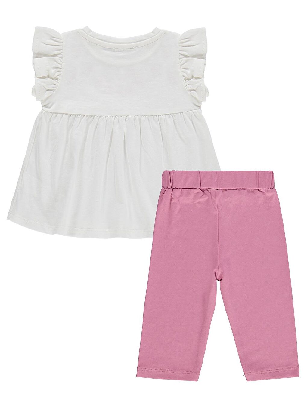 Girls Çiçek Baskılı 2-5 Yaş Takım - Ekru-2