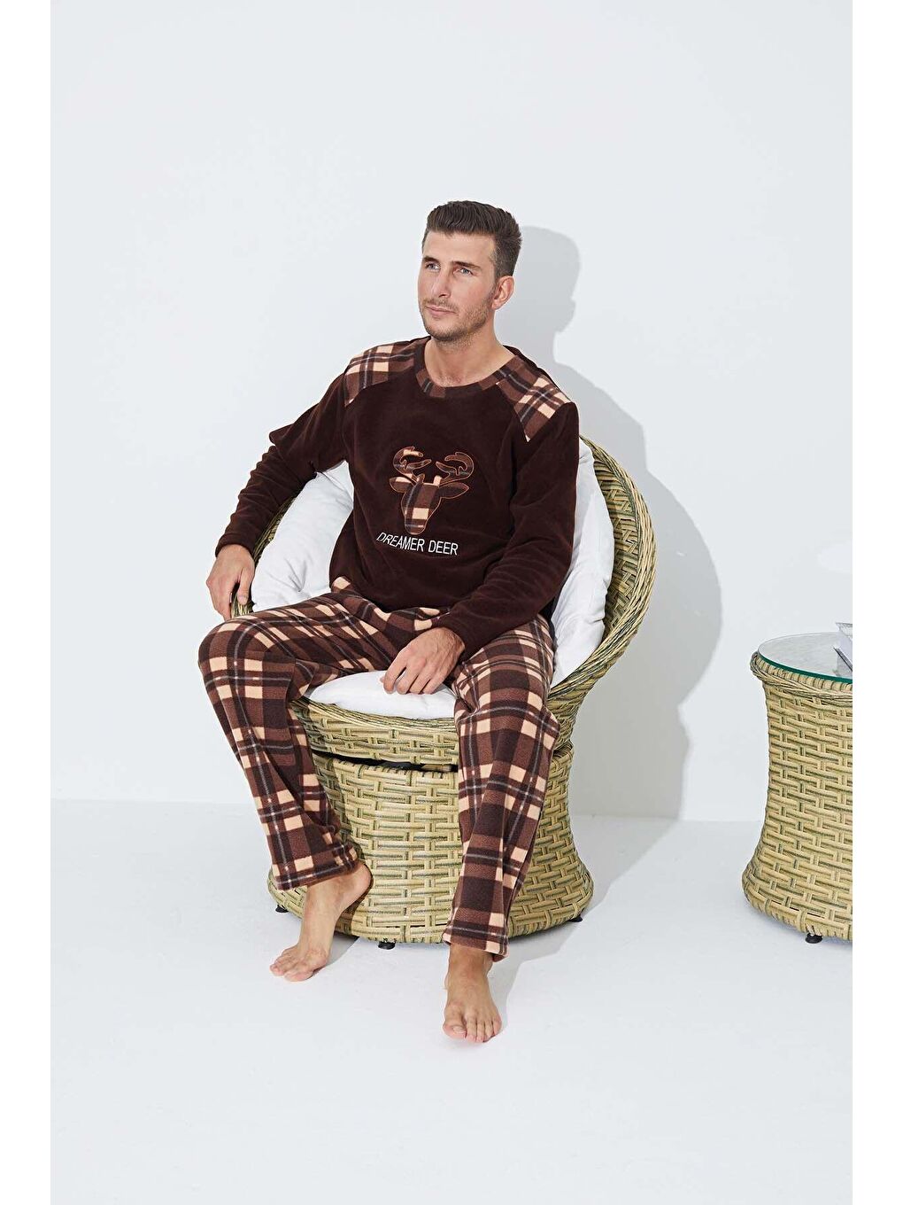 Kahverengi Polar Pijama Takim 8856 -21