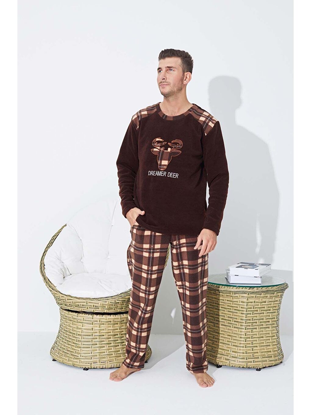 Kahverengi Polar Pijama Takim 8856 -21-1